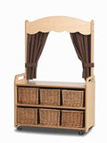 Mobile Tall Unit with 6 tubs and taupe curtains